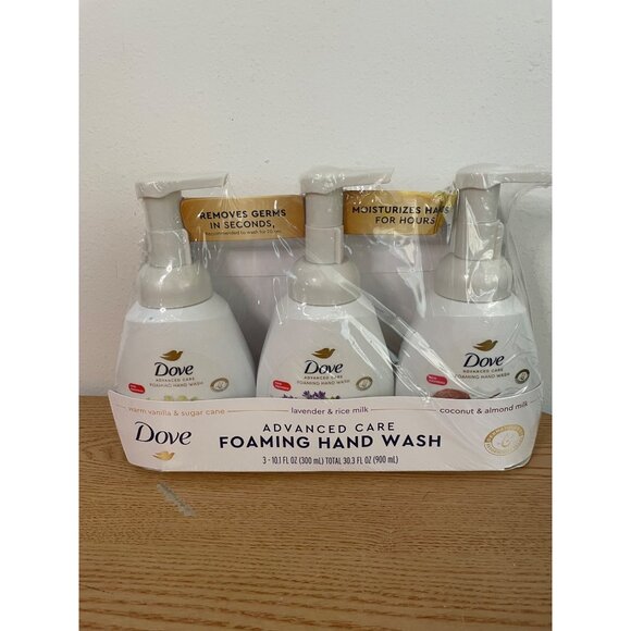 dove Other - New 3pc Dove Advanced Care Foaming Hand Wash Soap Warm Vanilla & Sugar Cane Lave